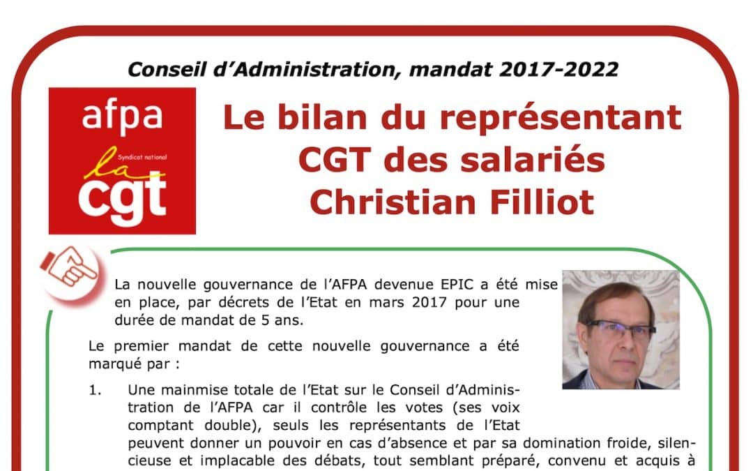 CA 2017-2022, bilan du représentant des salariés CGT